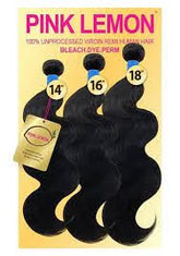 Pink Lemon Body Wave 100% Human Hair 3pack Solution Bundle